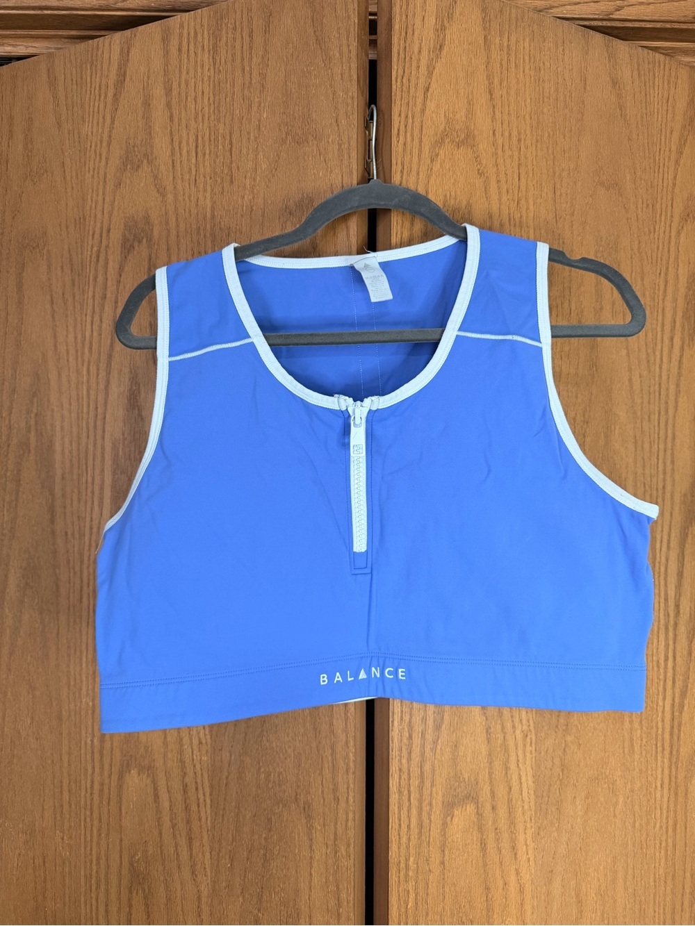 Balance Athletica Zip-Front Sports Bra with White Trim